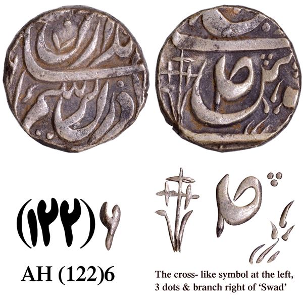 CIS-Patiala, Karam Singh Sahrind Mint Silver Rupee with AH date 1226.