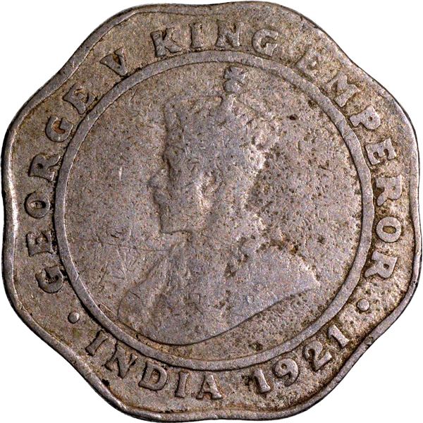 Rare Cupro Nickel Four Annas Coin of King George V of Calcutta Mint of 1921.