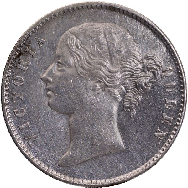 Rare 1840 Divided Legend of Victoria Queen of Silver One Rupee Coin of Calcutta Mint.