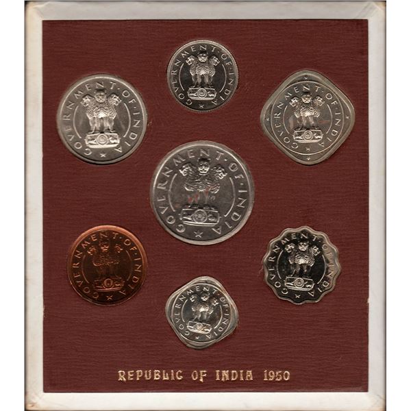 Extremely Rare Proof Set of Bombay Mint of Republic India of 1950.