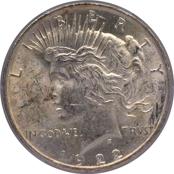 Silver One Dollar Coin of USA of 1922.