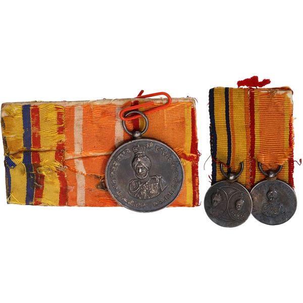 Accession Medal and a Pair of Miniature Medals of Patiala State.