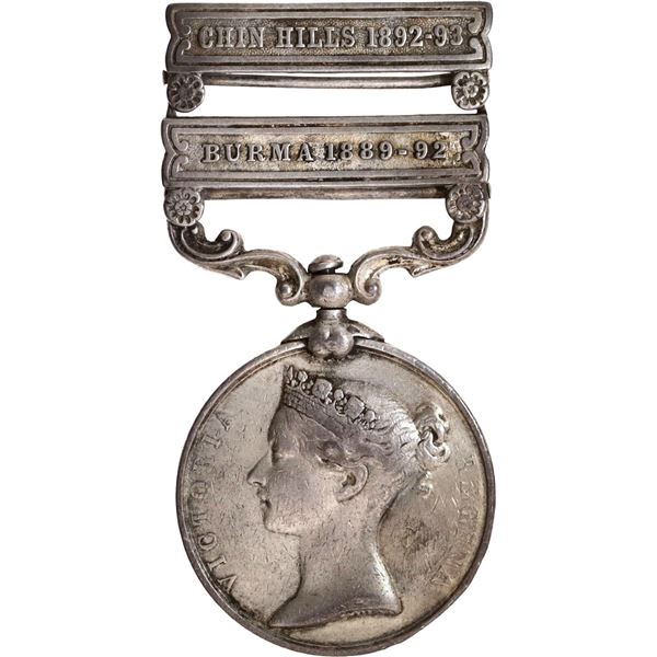 Extremely Rare Victoria Queen Medal of Burma and Chin Hills.