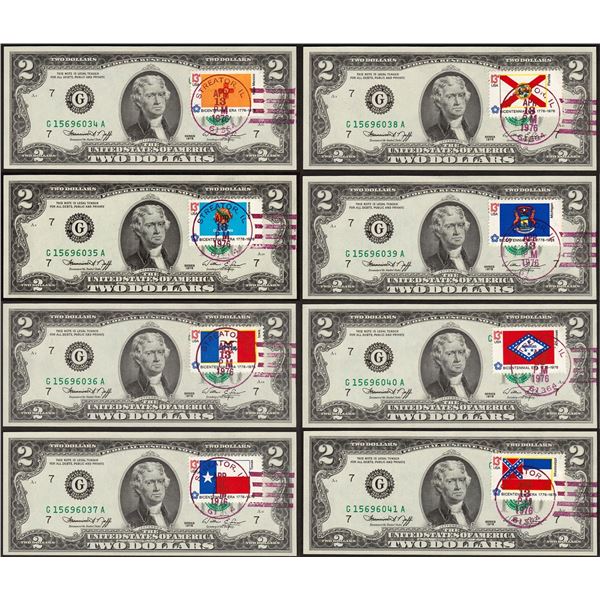 Two Dollars Banknotes of USA of Bicentannial Era of the year 1976.