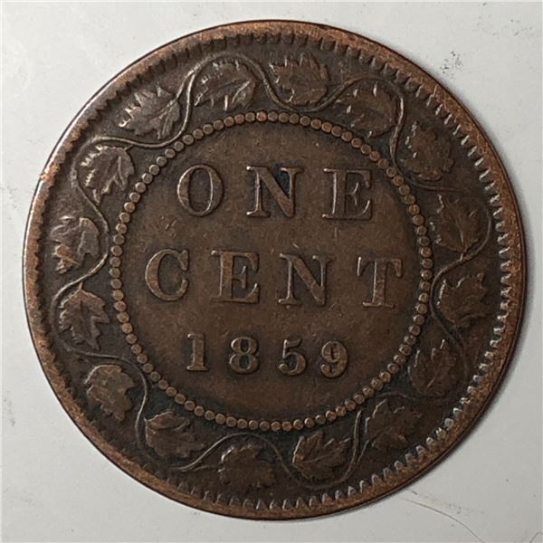 Canadian Large Cent 1859 W9 LOW 9 VF++