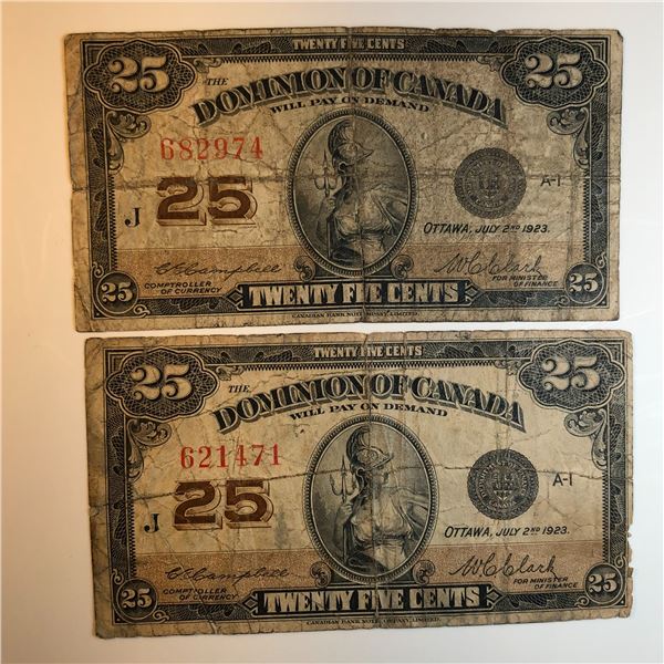 2X-1923 25 Cent Shinplaster DC-24c Letter J Campbell/Clark