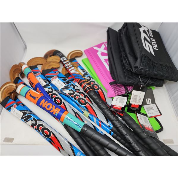 Large Lot of Brand New Field Hockey Sticks and Cases