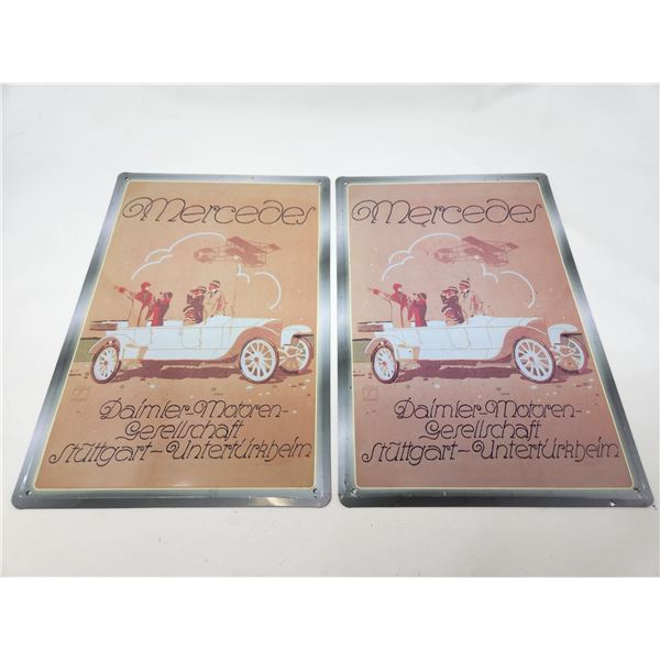 2 Small Tin Mercedes Signs