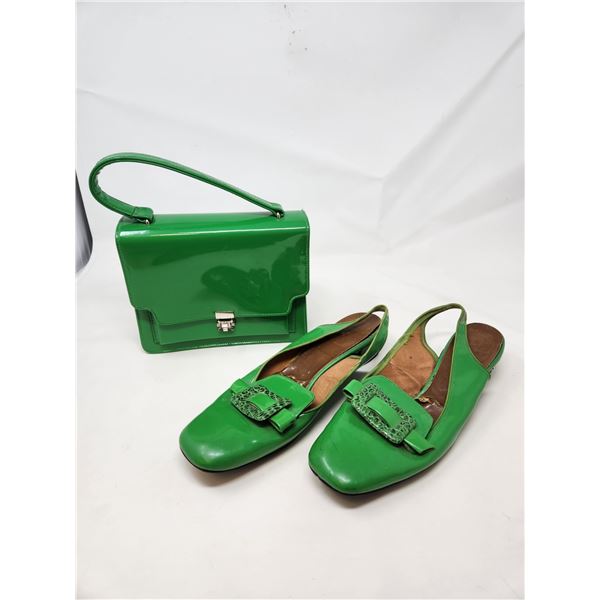 Vintage Green Purse And Shoes