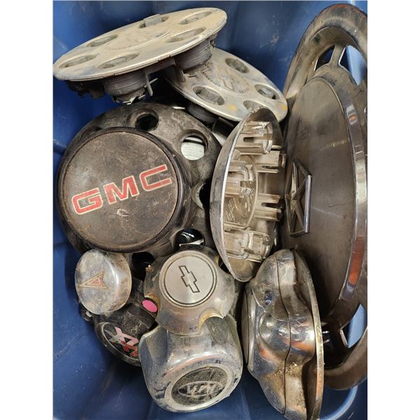 Box of Hubcaps and Wheel Caps