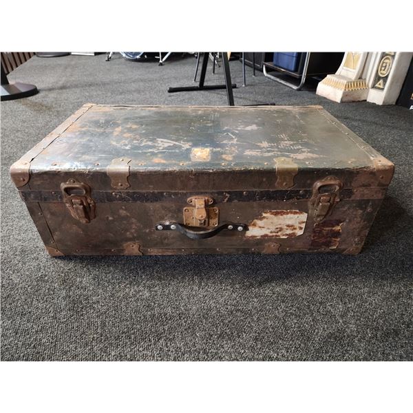 Antique Metal Small Steamer Trunk