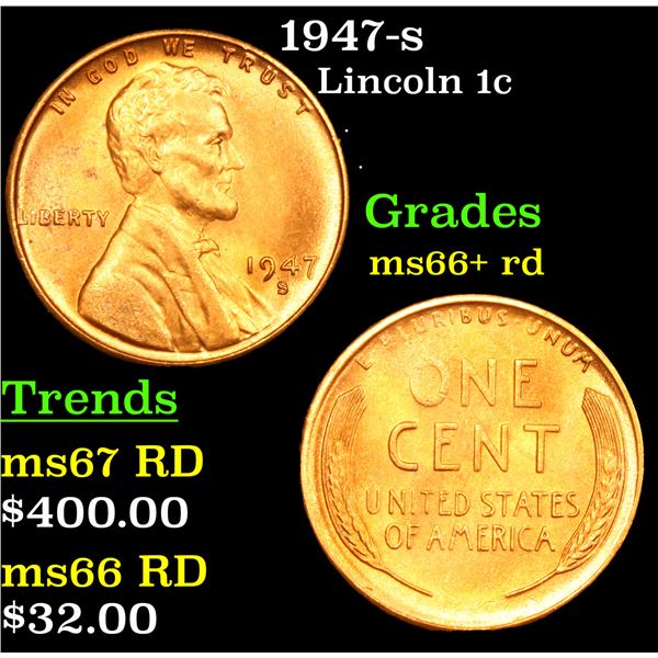1947-s Lincoln Cent 1c Grades GEM++ RD