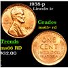 Image 1 : 1958-p Lincoln Cent 1c Grades Gem+ Unc RD