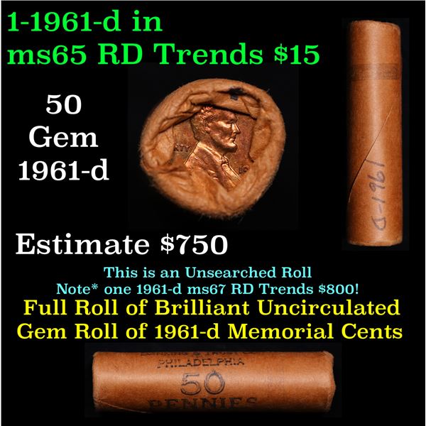 Shotgun Lincoln 1c roll, 1961-d 50 pcs The First Pennsylvania Bank Wrapper.