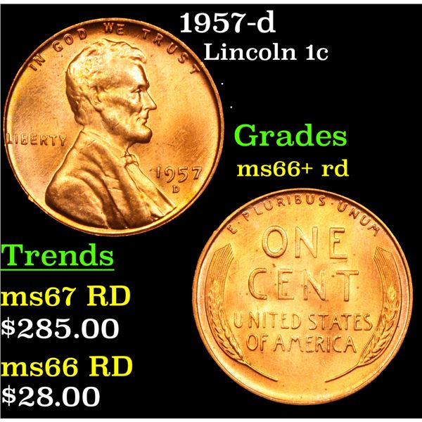 1957-d Lincoln Cent 1c Grades GEM++ RD