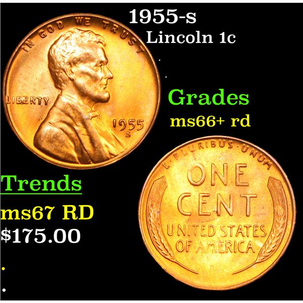 1955-s Lincoln Cent 1c Grades GEM++ RD