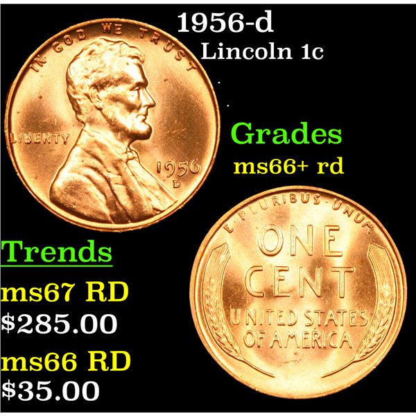 1956-d Lincoln Cent 1c Grades GEM++ RD