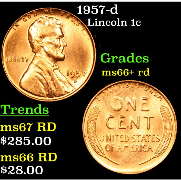 1957-d Lincoln Cent 1c Grades GEM++ RD