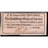 Image 2 : C.S.A. Loan Interest Note $3 Coupon Feb 20th 1863 Grades Select CU