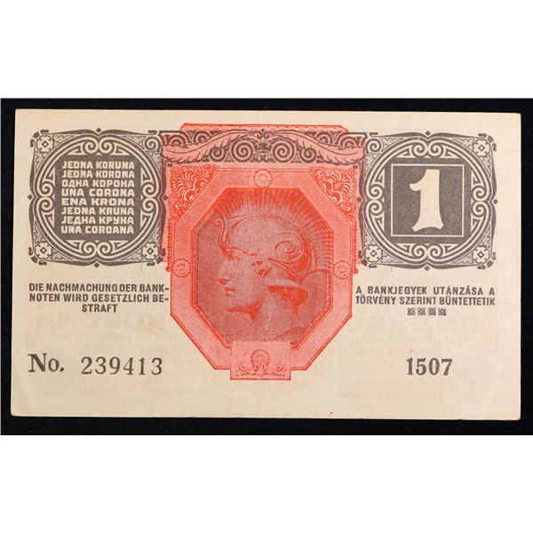 1919 Austria 1 Kronen Note P: 49 Grades Choice AU/BU Slider