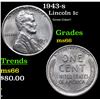 Image 1 : 1943-s Lincoln Cent 1c Grades GEM+ Unc