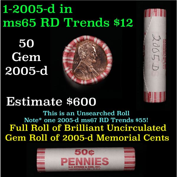 Shotgun Lincoln 1c roll, 2005-d 50 pcs N.F. String & Son Wrapper.