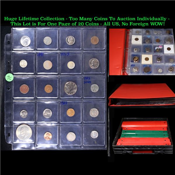 Huge Liifetime Collection - Too Many Coins To Auction Individually - This Lot is For One Page of 20 