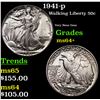 Image 1 : 1941-p Walking Liberty Half Dollar 50c Grades Choice+ Unc