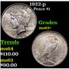 Image 1 : 1922-p Peace Dollar $1 Grades Select+ Unc