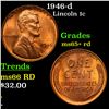 Image 1 : 1946-d Lincoln Cent 1c Grades Gem+ Unc RD