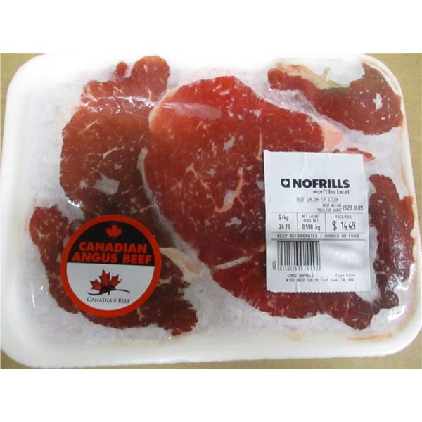 SHELF PULLS (AS IS):  BEEF SIRLOIN TIP STEAK (APPROX. $14.49)