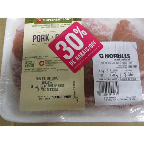 SHELF PULLS (AS IS):  PORK RIB END CHOP BONELESS (APPROX. $5.68)