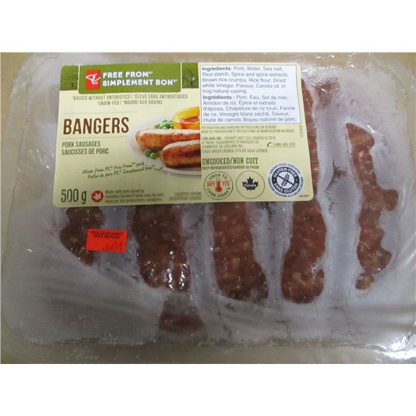 SHELF PULLS (AS IS):  BANGERS SAUSAGES (500G) - PER PACKAGE