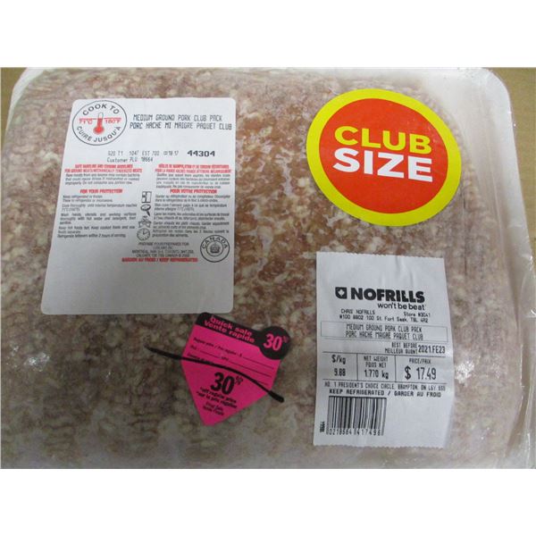 SHELF PULLS (AS IS):  MEDIUM GROUND PORK (APPROX. $16.80)