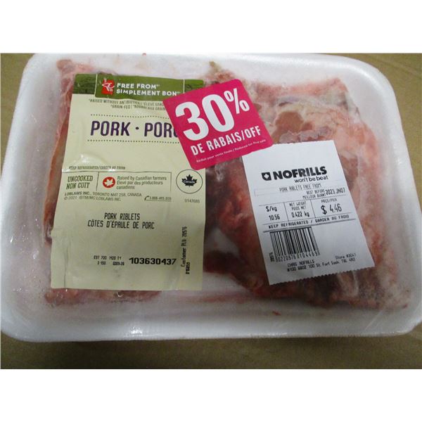 SHELF PULLS (AS IS):  PORK RIBLETS (APPROX. $4.46)