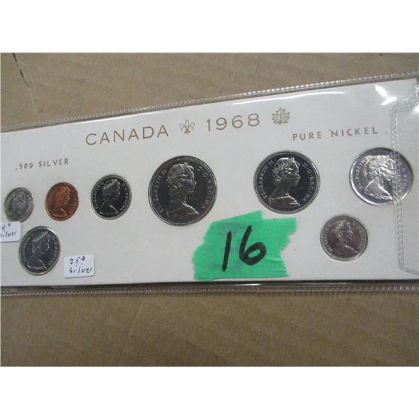 1968 COIN SET C/W SILVER DIME & QUARTER