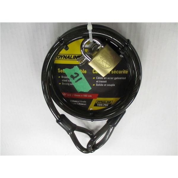 NEW:  3/8" X 6' SECURITY CABLE & LOCK
