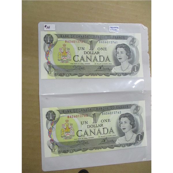 2 - 1973 LAST OF CANADA DOLLARS (SEQUENTIAL SERIAL NUMBERS)