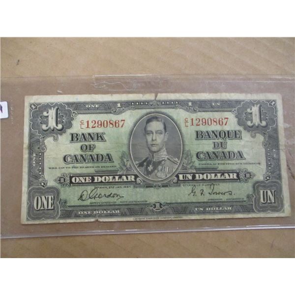 1937 BANK OF CANADA KING GEORGE VI DOLLAR BILL