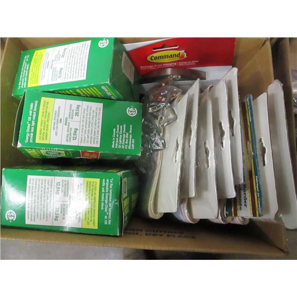 BOX C/W LIGHT BULBS, CRAFT ITEMS, ETC