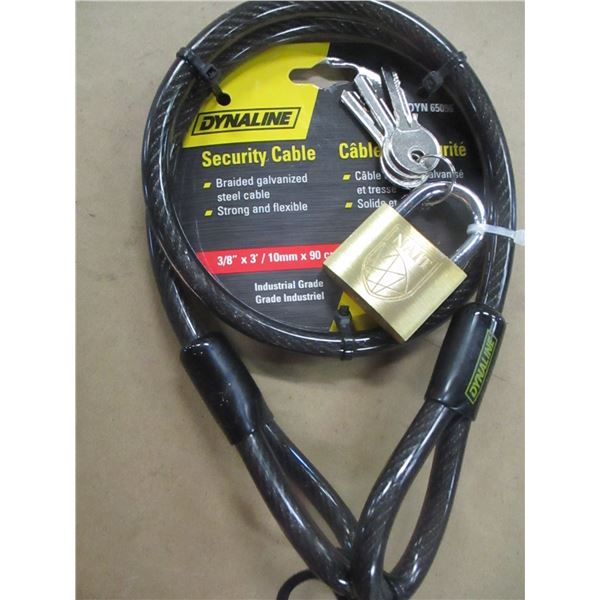 NEW:  3/8" X 3' SECURITY CABLE C/W LOCK