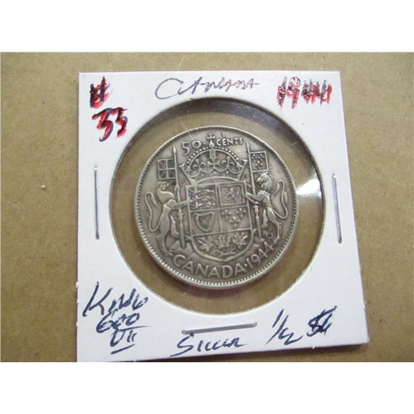 1944 CANADA KING GEORGE VI SILVER HALF DOLLAR