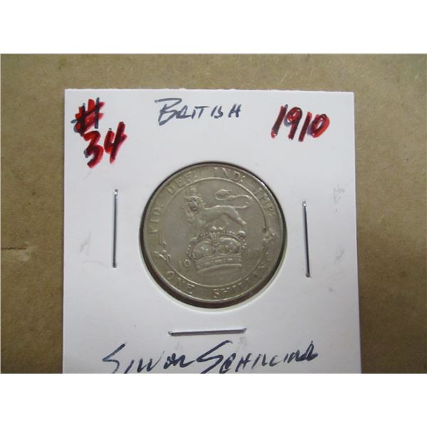 1910 KING GEORGE V BRITISH SILVER SCHILLING