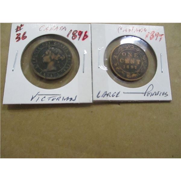 1896 - 1897 CANADA VICTORIAN LARGE PENNIES