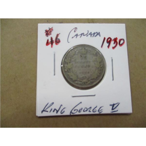 1930 CANADA KING GEORGE V SILVER QUARTER