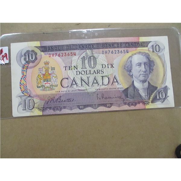 1971 BANK OF CANADA MULTI COLORED LEGAL TENDER $10 BILL