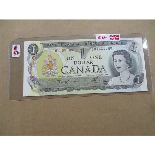 1954 BANK OF CANADA (POKER HAND SERIAL NUMBER LEGAL TENDER $1 BILL