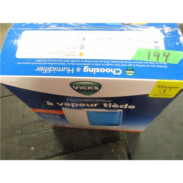STORE RETURN (AS IS):  VICKS HUMIDIFIER