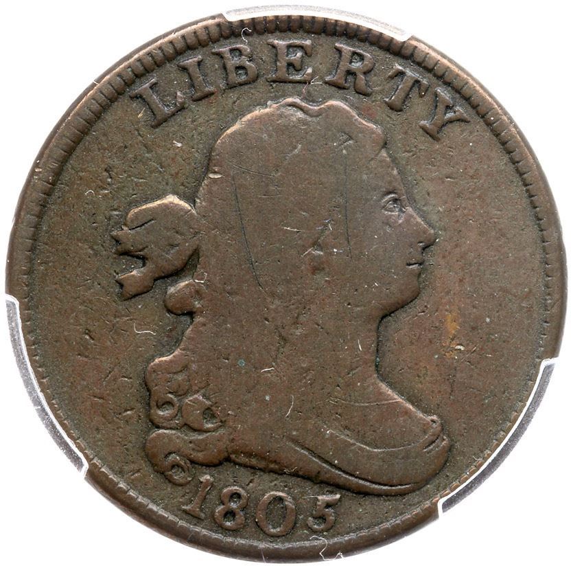 1805 C-2 R5 Small 5 with Stems, PCGS graded VG8