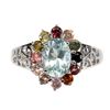 Image 1 : Natural Aquamarine &  Tourmaline Ring